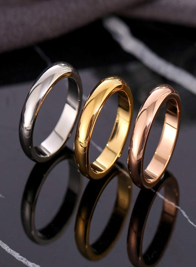 CCBFY 2 MM 4 MM Stainless Steel Ring Jewel Roman Numerals Stackable High Polish Plain Dome Tarnish Resistant Comfort Fit Ring Wedding Band Size 3-15 (4mm - Silver, 7) - Image 5